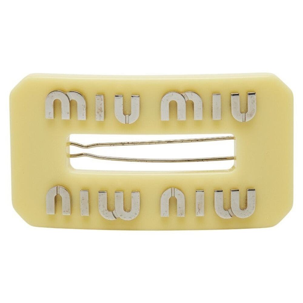 Miu Miu Rigid Plex Logo Barrette Plastic Yellow